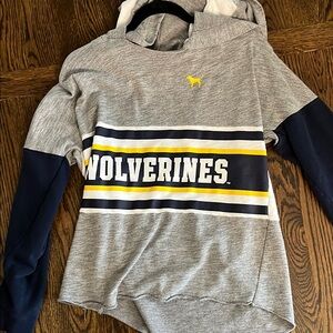 PINK Victoria's Secret Gray and Navy Wolverines Sweater